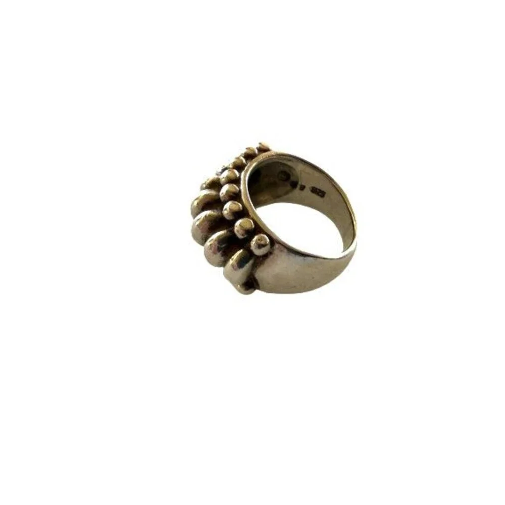 Vintage Sterling Silver Bubble Dome Modernist Ring Size 6.75